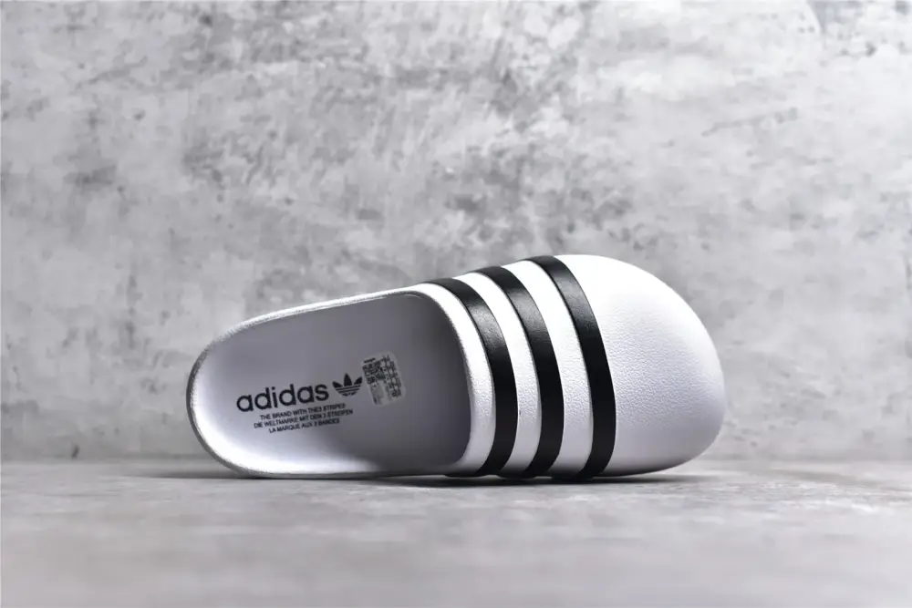 Chic Adidas Originals adilette White Black Slides – Adidas Sneakers 467 