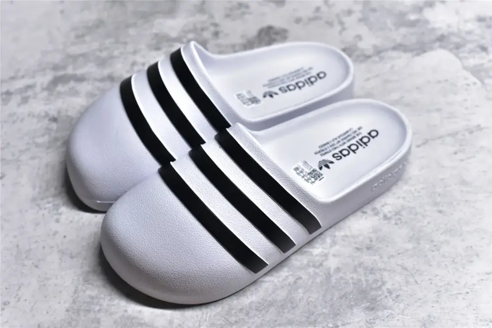 Chic Adidas Originals adilette White Black Slides – Adidas Sneakers 467 
