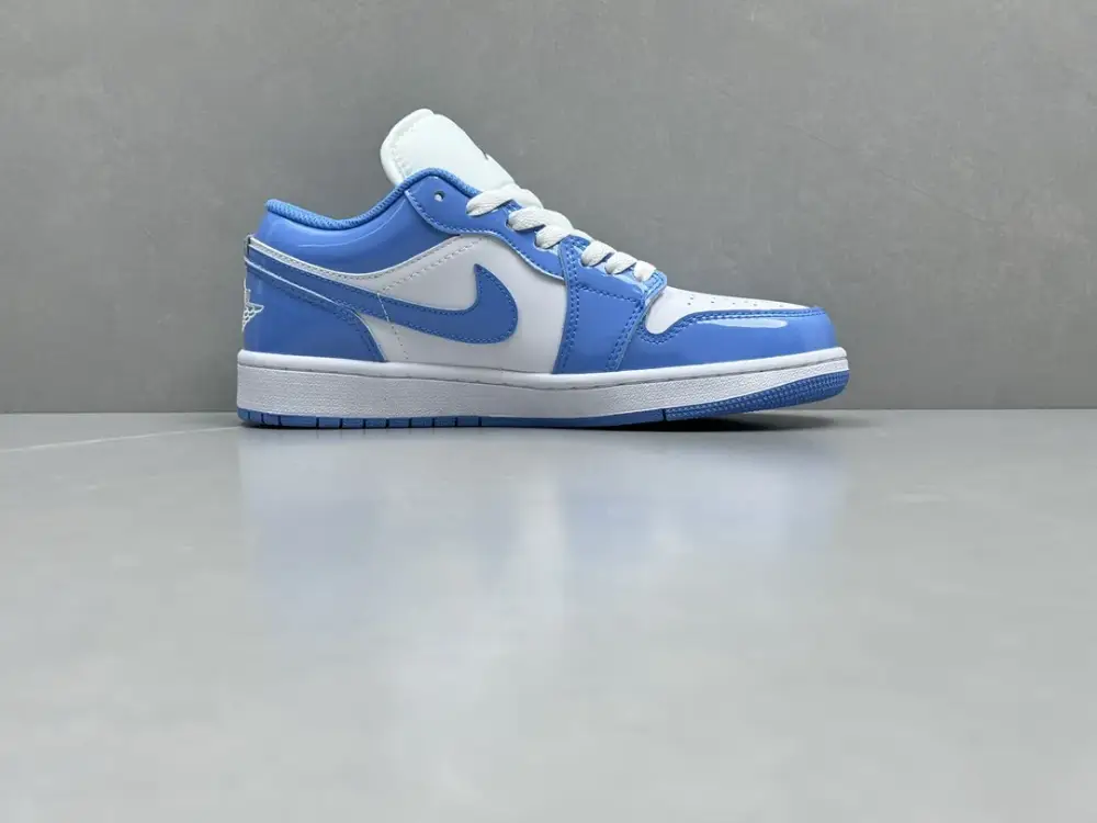 Air Jordan 1 Low UNC Blue Patent Leather – University Blue White, Top , Best Sneakers, Sizes 36-46 Including Half Sizes Sleek 1281  BCC125