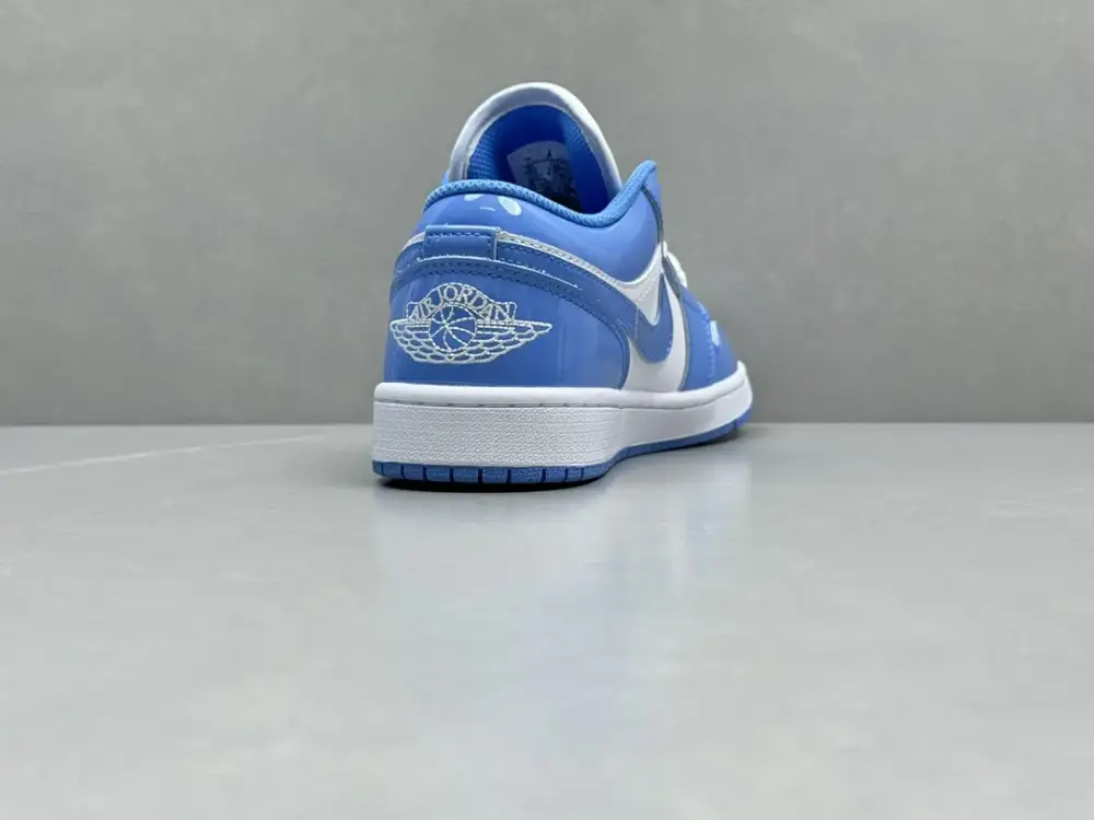 Air Jordan 1 Low UNC Blue Patent Leather – University Blue White, Top , Best Sneakers, Sizes 36-46 Including Half Sizes Sleek 1281 