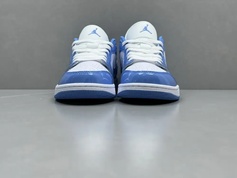 Air Jordan 1 Low UNC Blue Patent Leather – University Blue White, Top , Best Sneakers, Sizes 36-46 Including Half Sizes Sleek 1281 