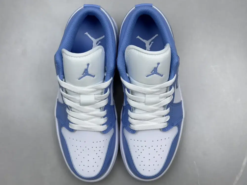 Air Jordan 1 Low UNC Blue Patent Leather – University Blue White, Top , Best Sneakers, Sizes 36-46 Including Half Sizes Sleek 1281 