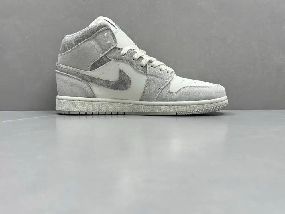 Trendsetting ChunYuan 230 AJ1 Zhongbang Pure Version – Grey White High-Top , Top-Quality Best Sneakers, Sizes 36-46 (Including Half Sizes 1314 