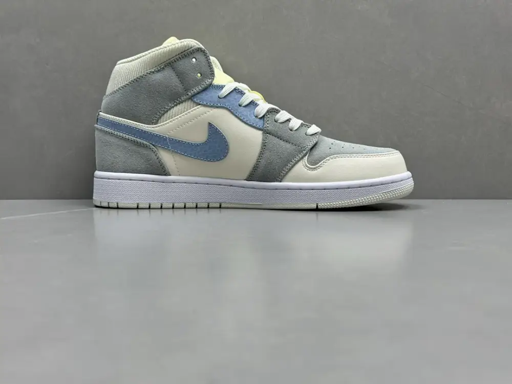 ComfortFit ChunYuan AJ1 Zhongbang Pure Version Basketball – Grey Blue, High-Top, Top Sneakers, Size 36-46 (Including Half Sizes 1322 