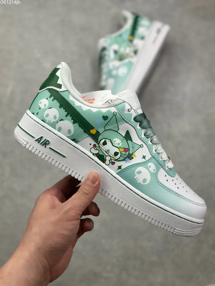 Packable Doraemon x Nike Air Force 1 Low 'Miko' – Gradient White Green Custom Low-Top Top-Quality Sneakers 1069 