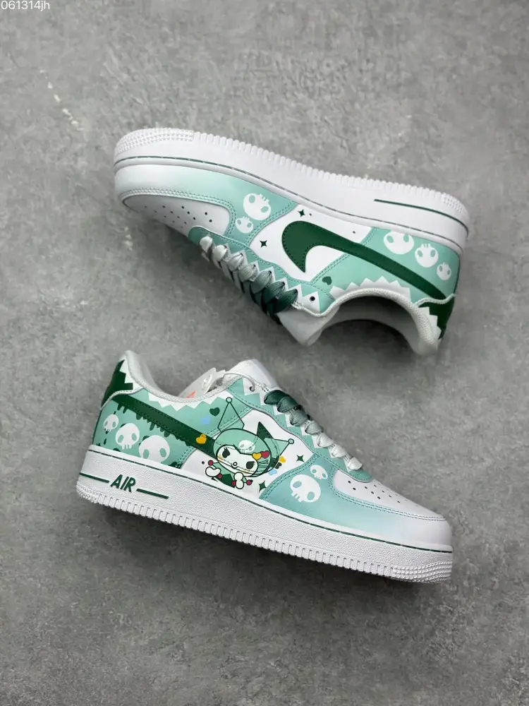 Packable Doraemon x Nike Air Force 1 Low 'Miko' – Gradient White Green Custom Low-Top Top-Quality Sneakers 1069 
