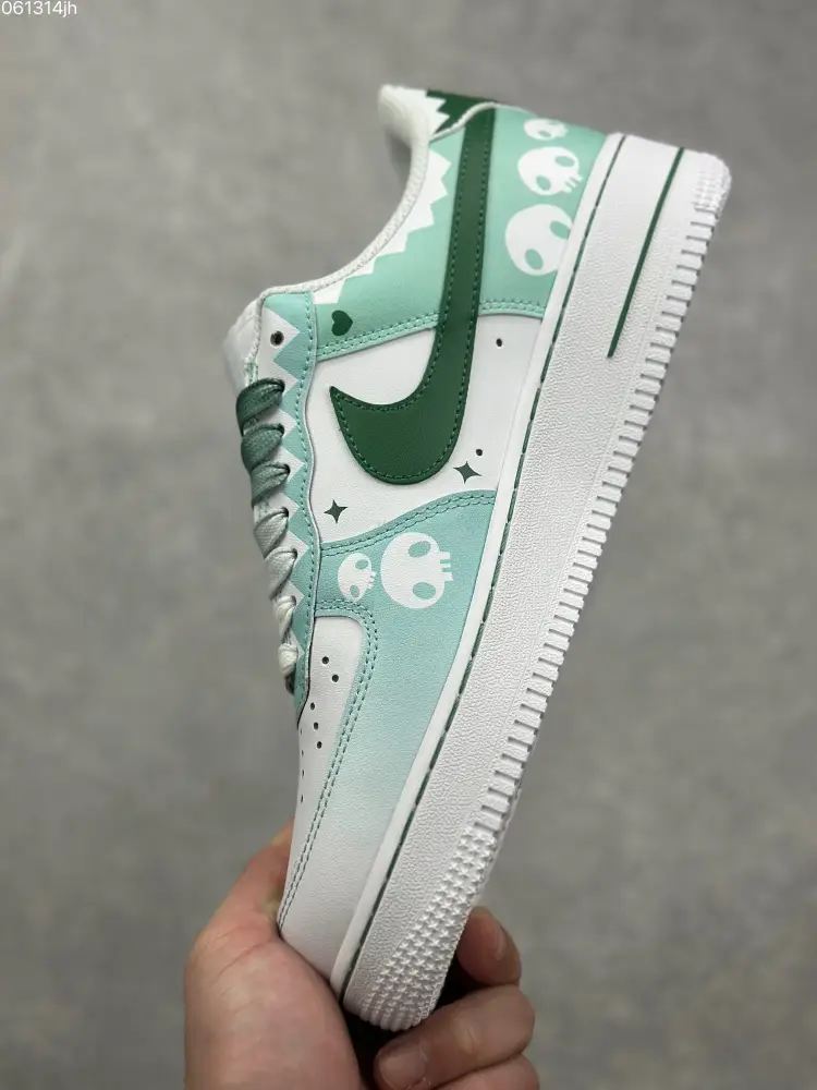 Packable Doraemon x Nike Air Force 1 Low 'Miko' – Gradient White Green Custom Low-Top Top-Quality Sneakers 1069 