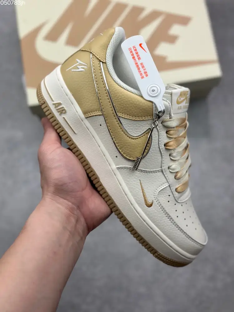 Fat Joe x Nike Air Force 1 Low '07 Beige and Gold Custom Leather – Best Sneakers Durable 996 