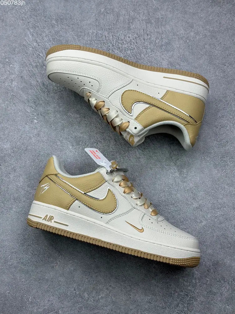 Fat Joe x Nike Air Force 1 Low '07 Beige and Gold Custom Leather – Best Sneakers Durable 996 