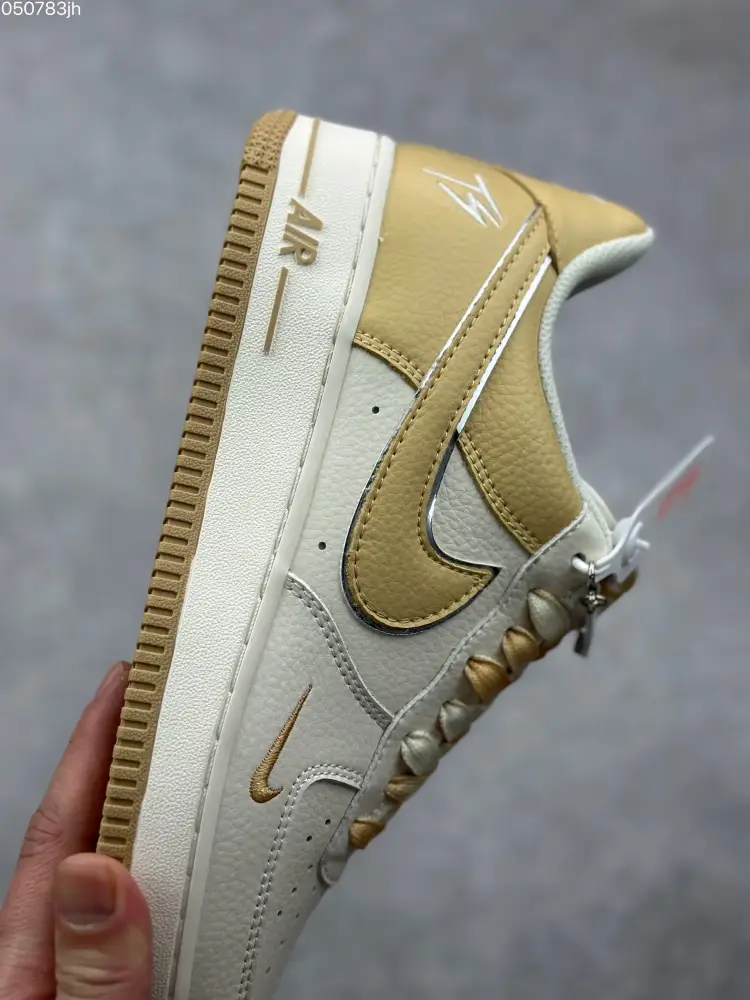 Fat Joe x Nike Air Force 1 Low '07 Beige and Gold Custom Leather – Best Sneakers Durable 996 