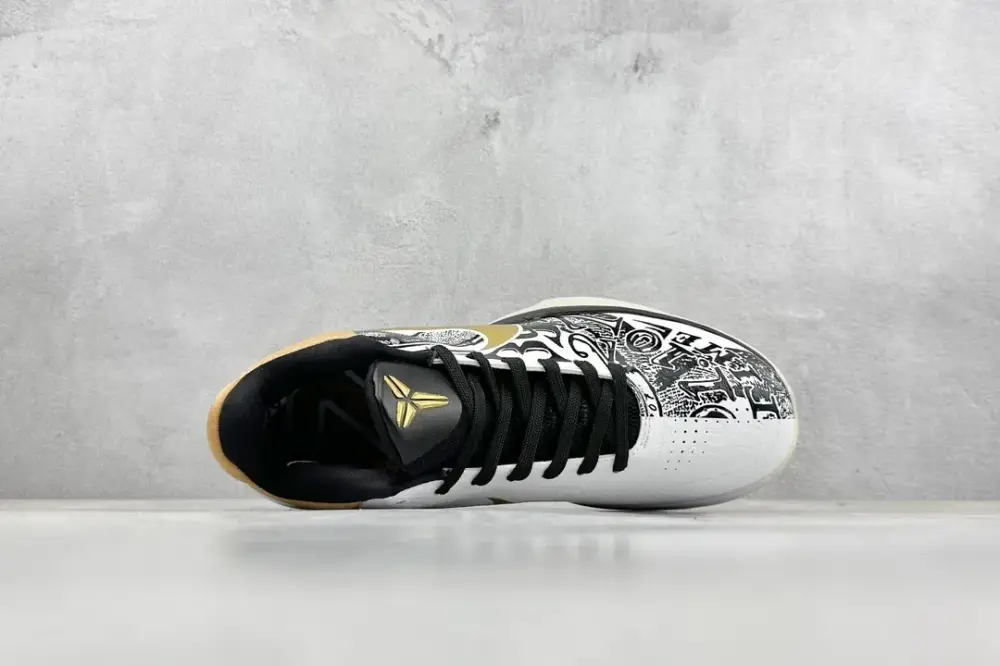 StreetReady NK Zoom Kobe 5 Protro – White Black Gold – Collaborative Edition with and Nike Collection 1457 
