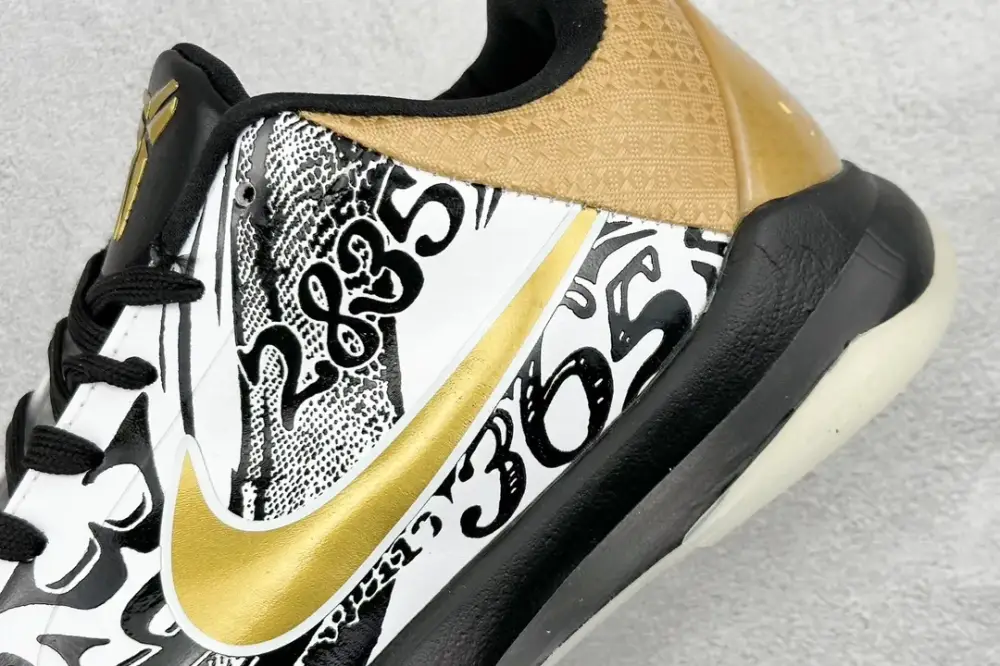 StreetReady NK Zoom Kobe 5 Protro – White Black Gold – Collaborative Edition with and Nike Collection 1457 