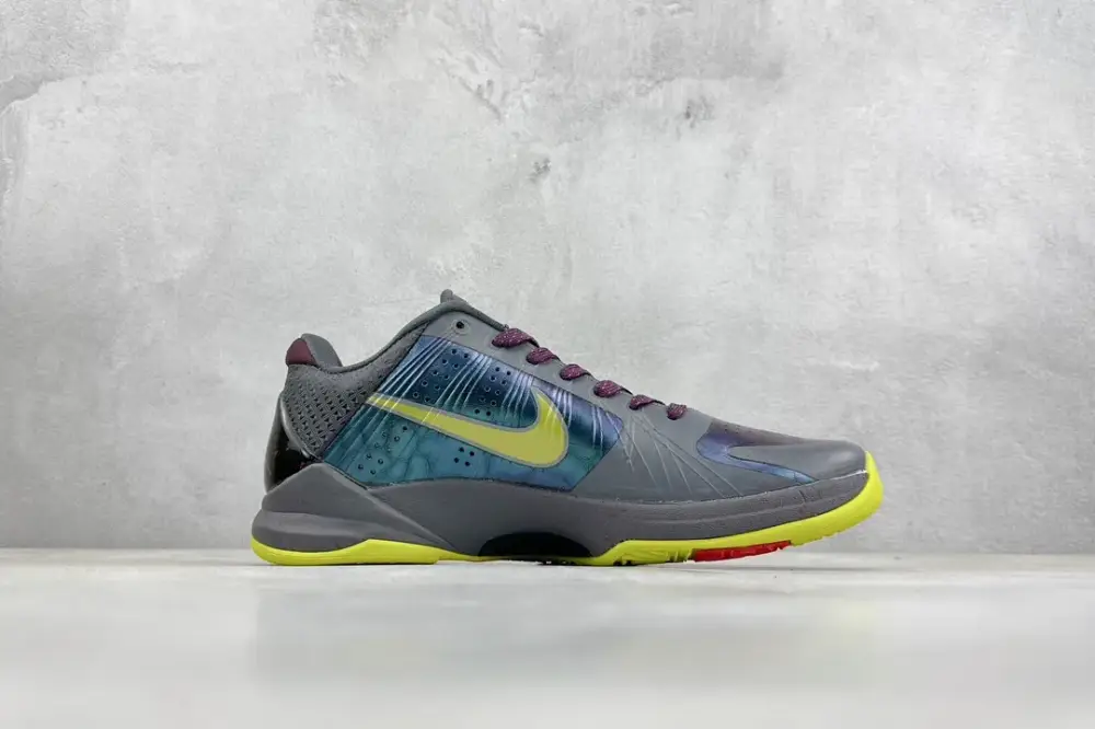 Breathable NK Zoom Kobe 5 Protro 'Pure ' – Grey Purple Yellow – with Nike Design 1453  FEAC47