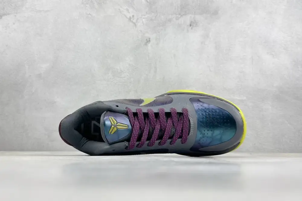 Breathable NK Zoom Kobe 5 Protro 'Pure ' – Grey Purple Yellow – with Nike Design 1453  FEAC47