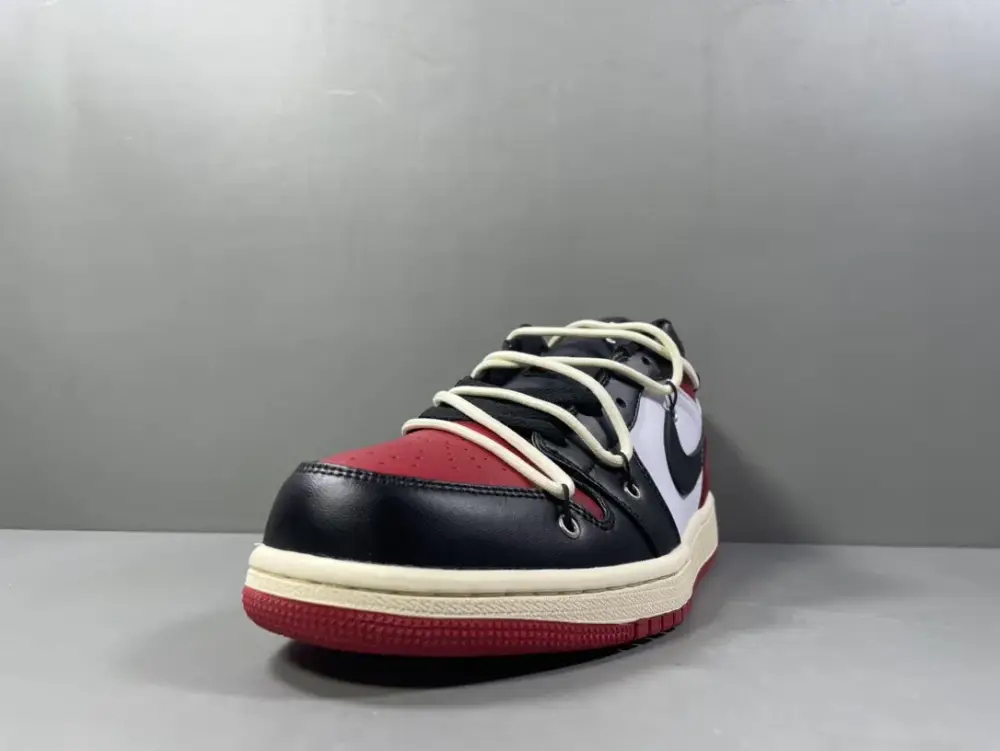 Nike AJ1 Low 'Black Red' Deconstructed Sneakers – Top Best Sneakers in Sizes 36- OdorResistant 1253 