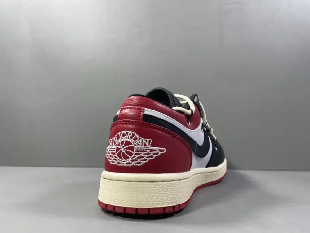 Nike AJ1 Low 'Black Red' Deconstructed Sneakers – Top Best Sneakers in Sizes 36- OdorResistant 1253 