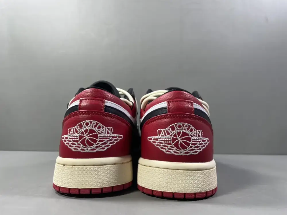 Nike AJ1 Low 'Black Red' Deconstructed Sneakers – Top Best Sneakers in Sizes 36- OdorResistant 1253 
