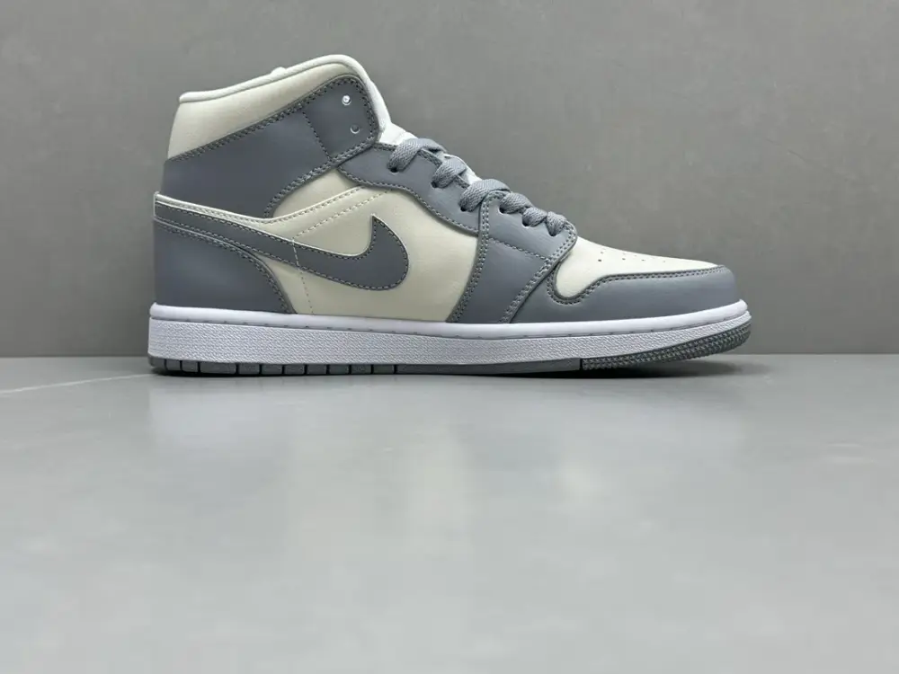 Fashionable Nike AJ1 Mid Grey White Basketball – Nike Sneakers – Sizes 36-46 (Including Half Sizes 1228  EFAD554