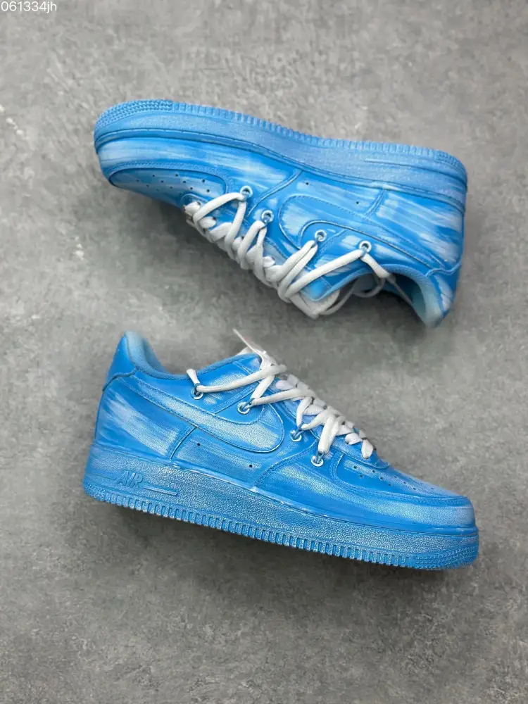 Nike Air Force 1 '07 Custom Tie-Dye Blue Low-Top with Dual Laces – Top Fake Nike Sneakers MultiPurpose 1071 