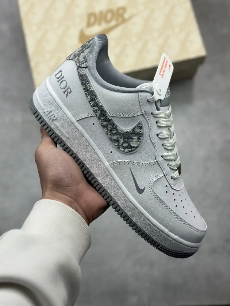 Nike Air Force 1 '07 Low – Grey White, Dior Edition, Best Sneakers, Multiple Sizes Available (AA1366- Affordable 1010 