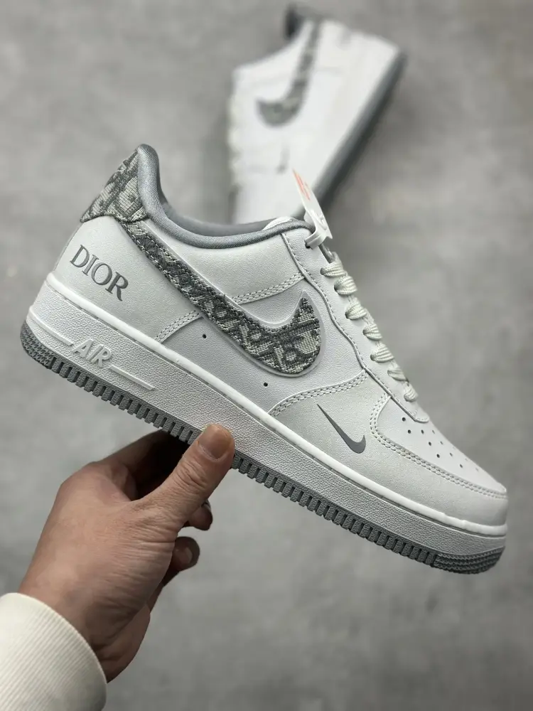 Nike Air Force 1 '07 Low – Grey White, Dior Edition, Best Sneakers, Multiple Sizes Available (AA1366- Affordable 1010 