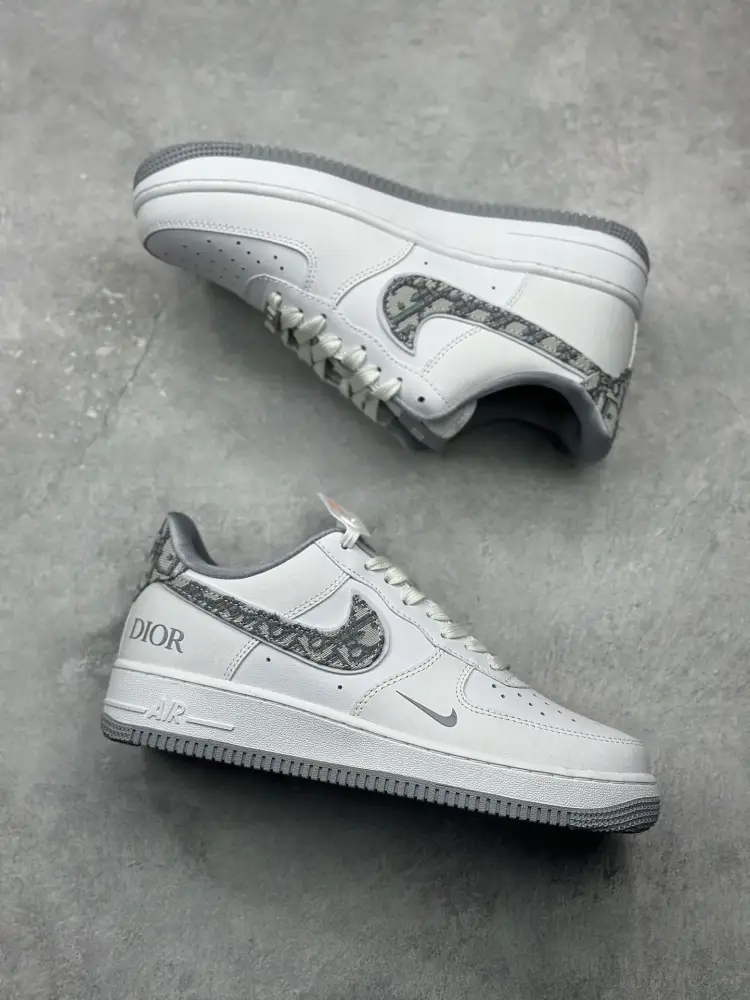 Nike Air Force 1 '07 Low – Grey White, Dior Edition, Best Sneakers, Multiple Sizes Available (AA1366- Affordable 1010 