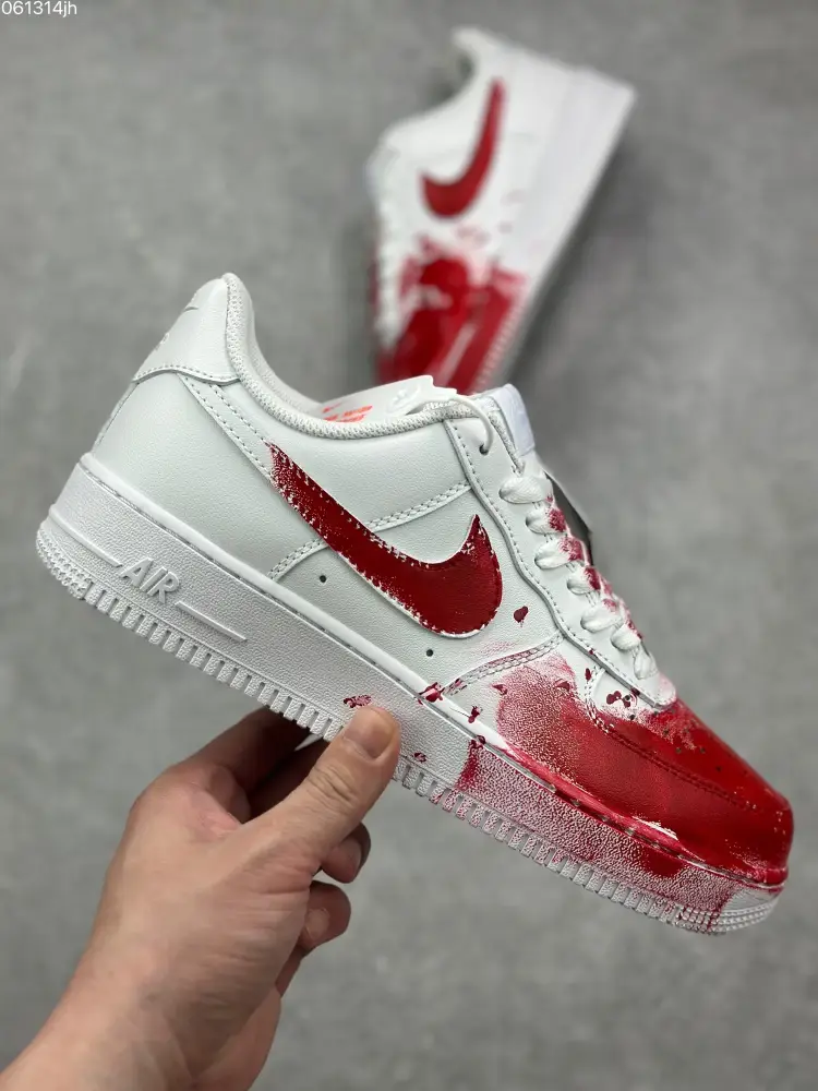 Nike Air Force 1 '07 Low 'Crime Scene' Custom White Red – Top Fake Nike Sneakers QuickDry 1070 
