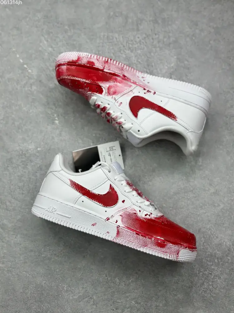 Nike Air Force 1 '07 Low 'Crime Scene' Custom White Red – Top Fake Nike Sneakers QuickDry 1070 
