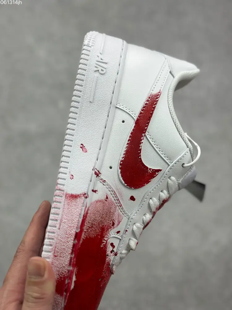 Nike Air Force 1 '07 Low 'Crime Scene' Custom White Red – Top Fake Nike Sneakers QuickDry 1070 