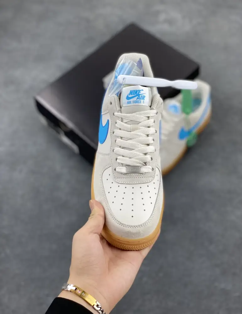 Tailored Nike Air Force 1 '07 Low Suede Blue Gum – Men's , Light Blue White, FQ8714-003 – Top Best Sneakers 1052 