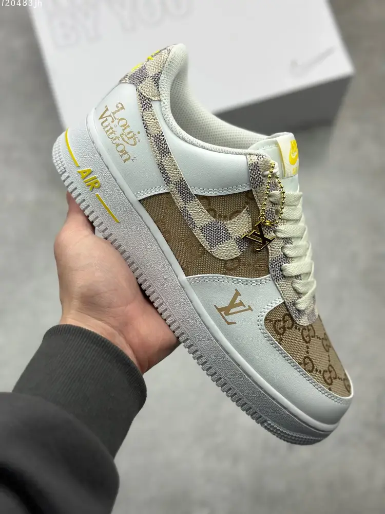 Nike Air Force 1 '07 Low-Top – Beige and White – Custom Design – High Quality – AA1366- WaterResistant 1091 