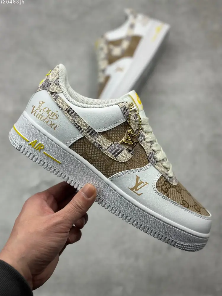 Nike Air Force 1 '07 Low-Top – Beige and White – Custom Design – High Quality – AA1366- WaterResistant 1091 