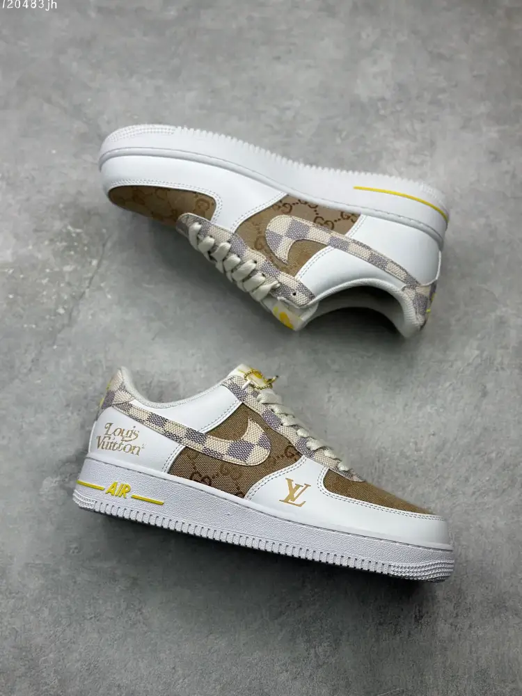 Nike Air Force 1 '07 Low-Top – Beige and White – Custom Design – High Quality – AA1366- WaterResistant 1091 