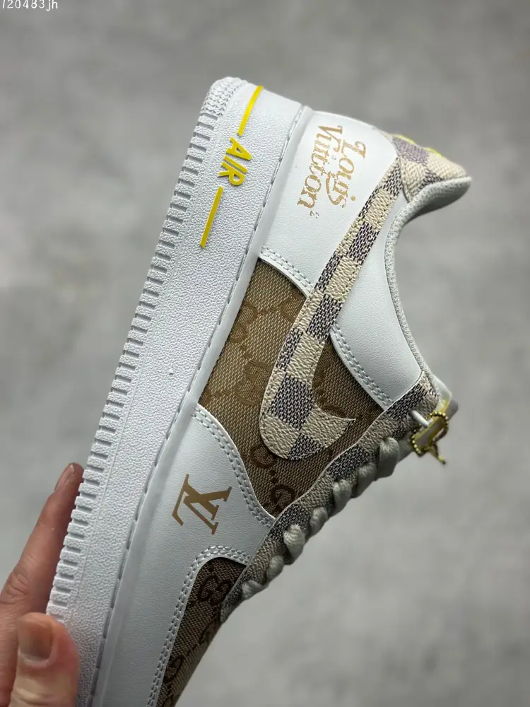 Nike Air Force 1 '07 Low-Top – Beige and White – Custom Design – High Quality – AA1366- WaterResistant 1091 