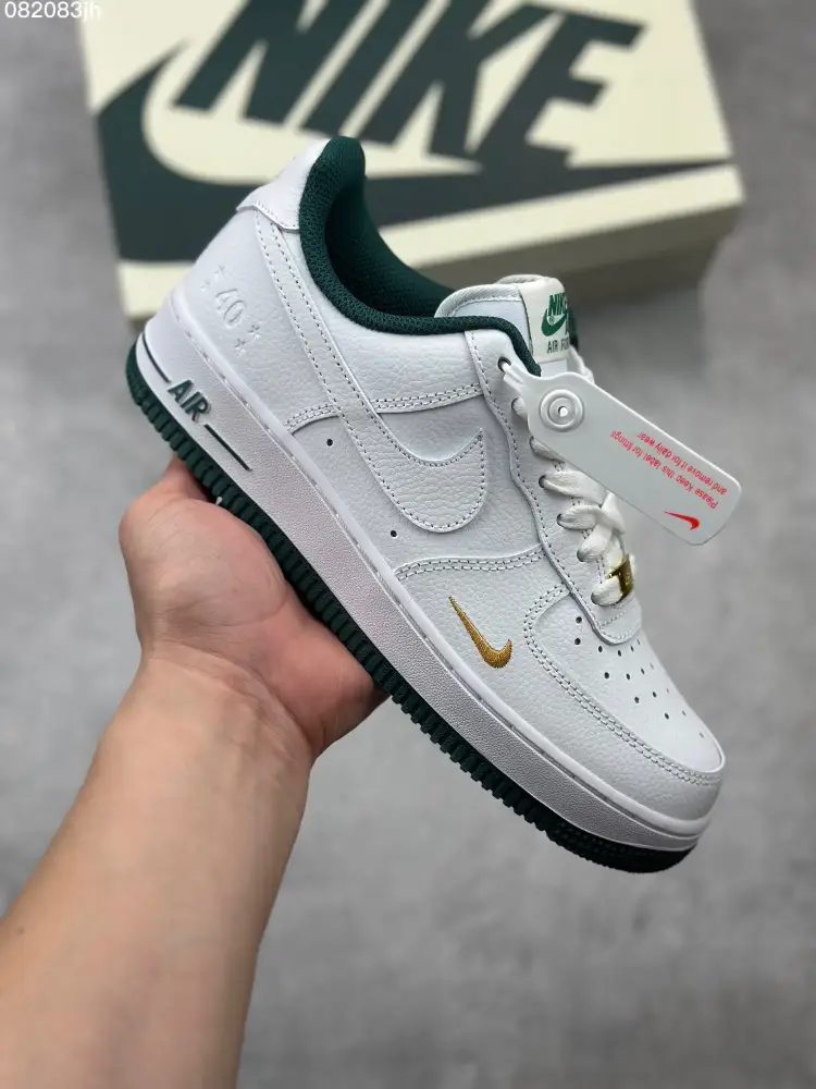 Flexible Nike Air Force 1 '07 Low White Dark Green 40th Anniversary Star Edition – Men's Top Sneakers 1047  DFEBB536