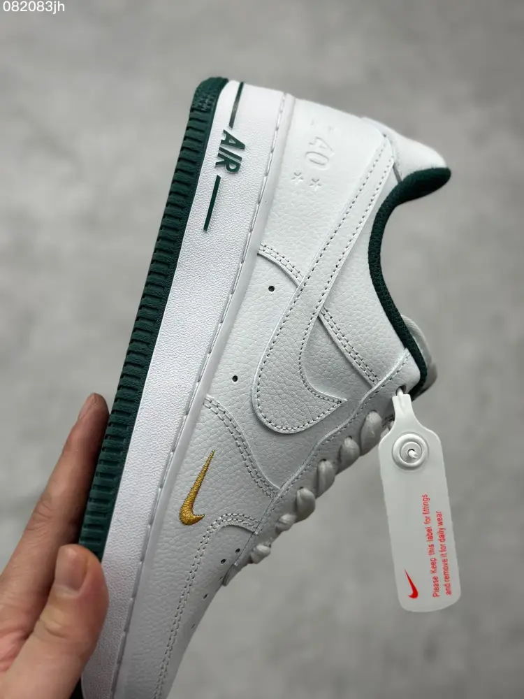 Flexible Nike Air Force 1 '07 Low White Dark Green 40th Anniversary Star Edition – Men's Top Sneakers 1047 
