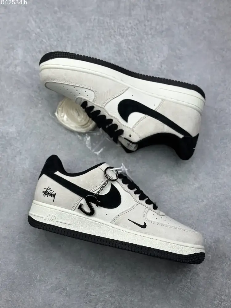 MoistureWicking Nike Air Force 1 '07 Low x Stussy – Light Grey Black 'Pig Suede' – Limited Edition Best Sneakers 1000 