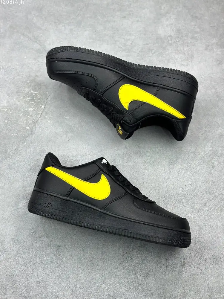 Nike Air Force 1 Low '07 Black Yellow Swoosh Sneakers – High Quality CI9553- Flexible 1089  FEAAE626