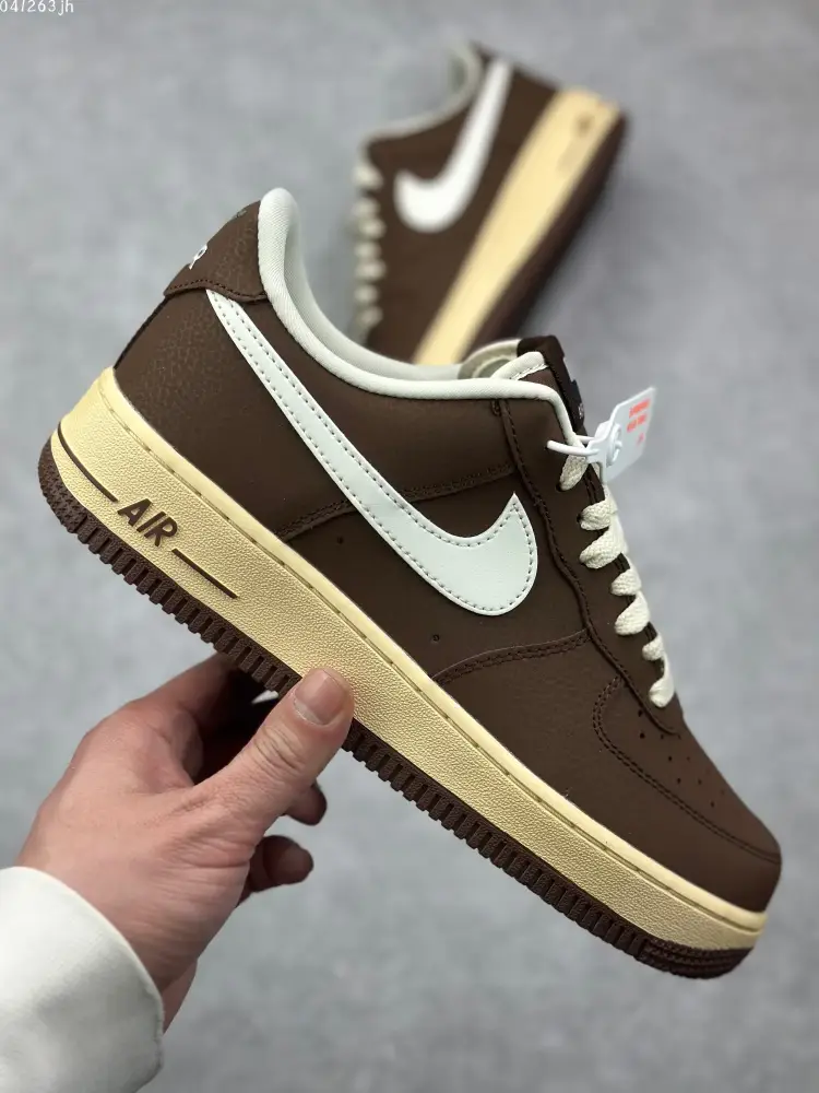 Nike Air Force 1 Low '07 White Brown Custom Leather Sneakers – High Quality CQ5059- DailyWear 1078 