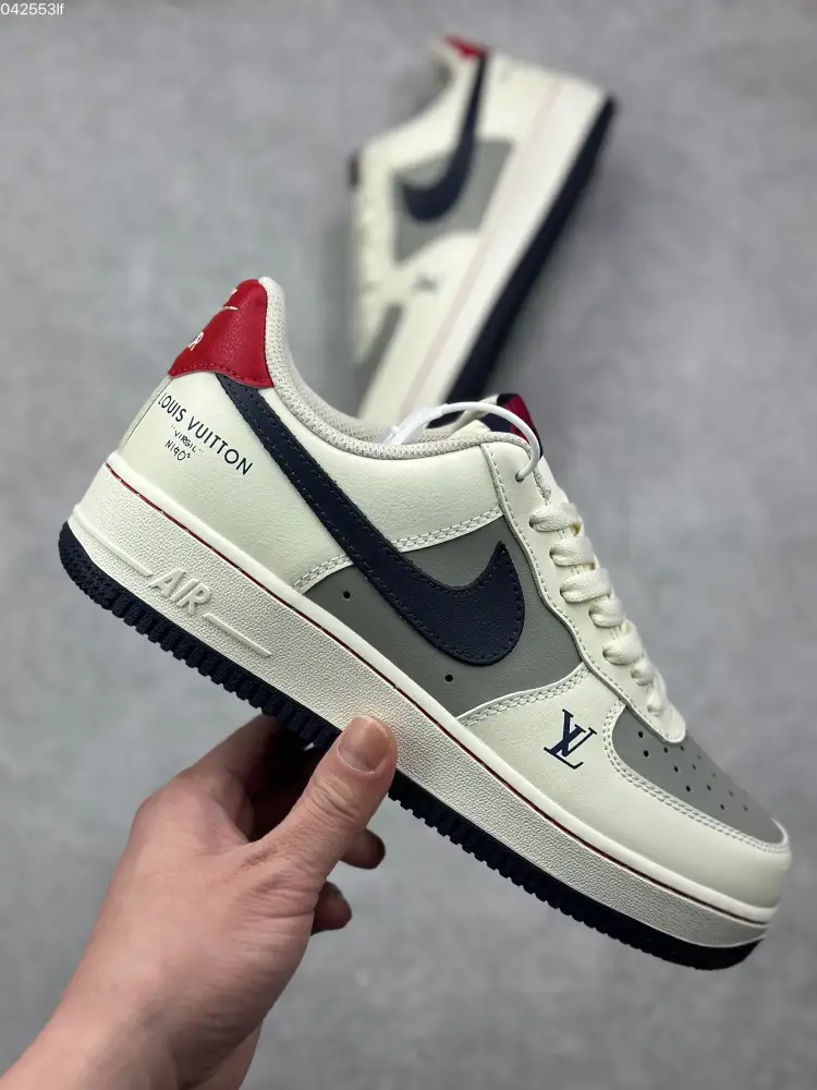 Nike Air Force 1 Low '07 x Louis Vuitton White Navy Red Custom – Best Sneakers Durable 1001 