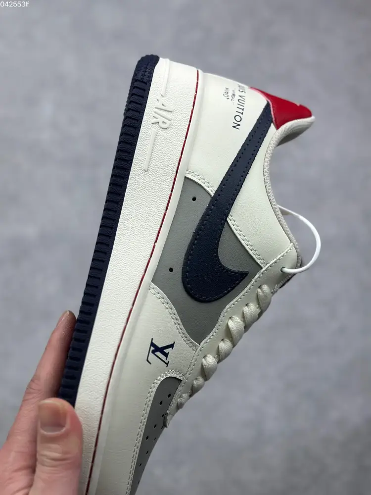 Nike Air Force 1 Low '07 x Louis Vuitton White Navy Red Custom – Best Sneakers Durable 1001 