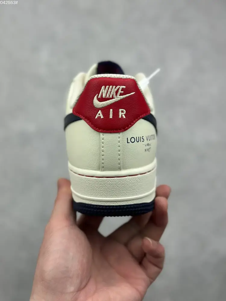 Nike Air Force 1 Low '07 x Louis Vuitton White Navy Red Custom – Best Sneakers Durable 1001 