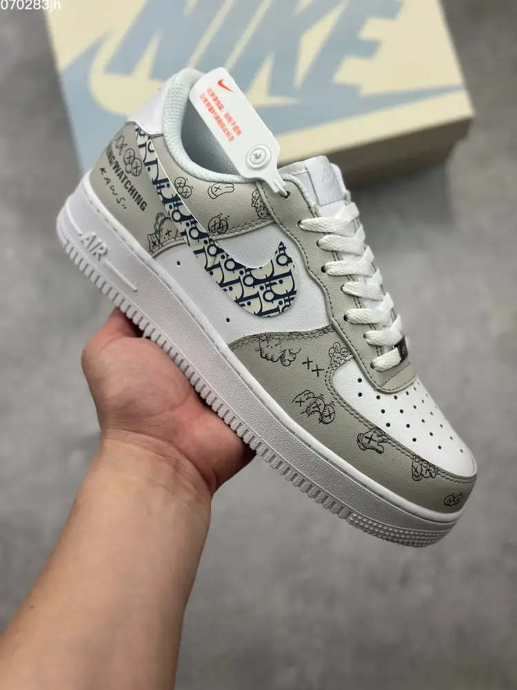 Nike Air Force 1 Low 'Dior' White Blue Sneakers – Best Sneakers with Official Authentic Design, Original Box and Accessories, Sizes 36- Sleek 1060 