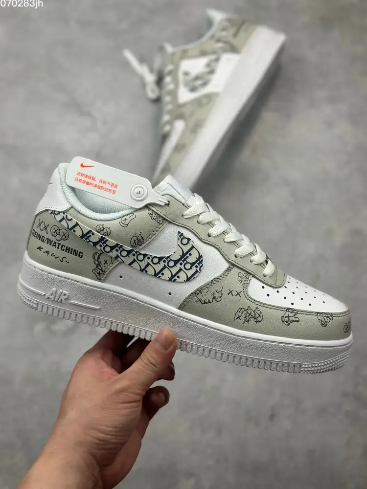 Nike Air Force 1 Low 'Dior' White Blue Sneakers – Best Sneakers with Official Authentic Design, Original Box and Accessories, Sizes 36- Sleek 1060 