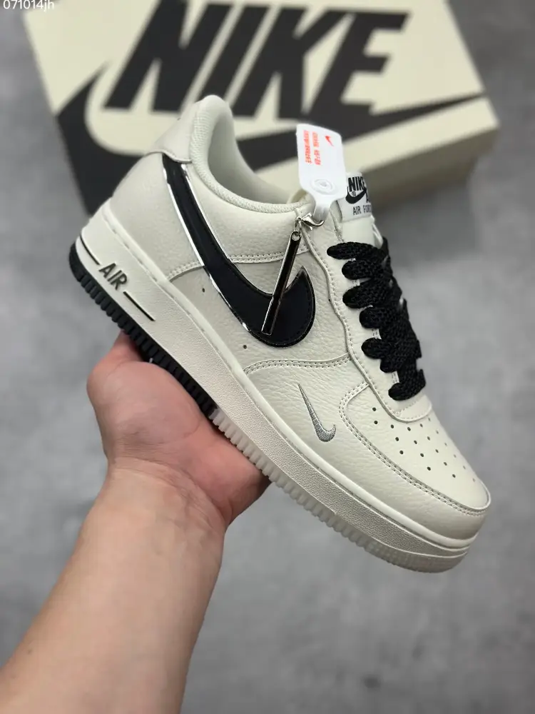 Nike Air Force 1 Low 'Full Star' – Cream Black, Custom Low-Top , Top-Quality Sneakers, Size 36- Premium 1057 