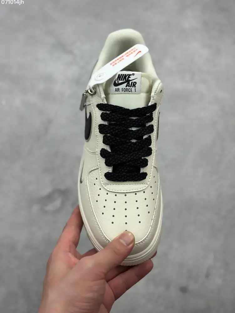 Nike Air Force 1 Low 'Full Star' – Cream Black, Custom Low-Top , Top-Quality Sneakers, Size 36- Premium 1057 