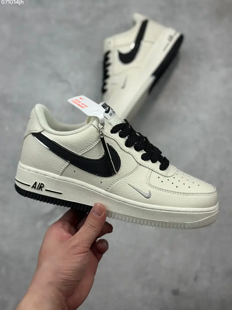 Nike Air Force 1 Low 'Full Star' – Cream Black, Custom Low-Top , Top-Quality Sneakers, Size 36- Premium 1057 