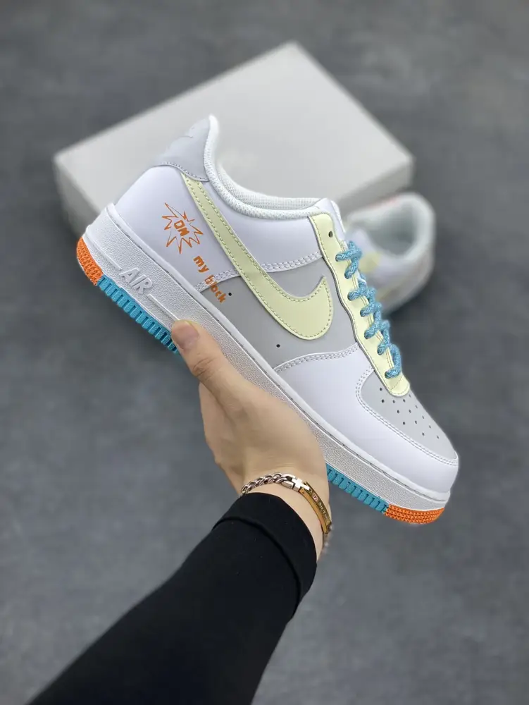WeatherProof Nike Air Force 1 Low Hand-Painted White Grey Blue Sneakers – Top Best Sneakers DH2920- 1066  ADB24