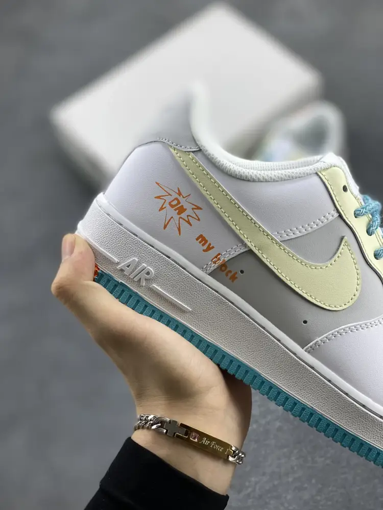 WeatherProof Nike Air Force 1 Low Hand-Painted White Grey Blue Sneakers – Top Best Sneakers DH2920- 1066 