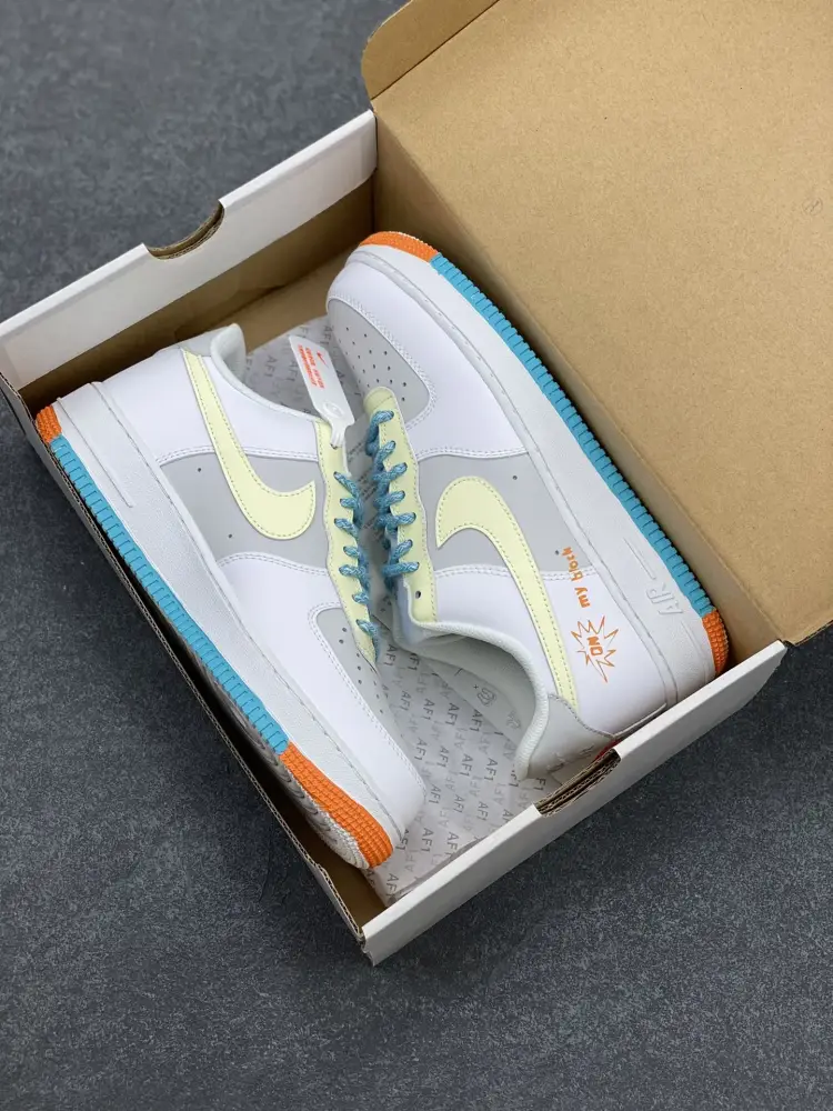 WeatherProof Nike Air Force 1 Low Hand-Painted White Grey Blue Sneakers – Top Best Sneakers DH2920- 1066 